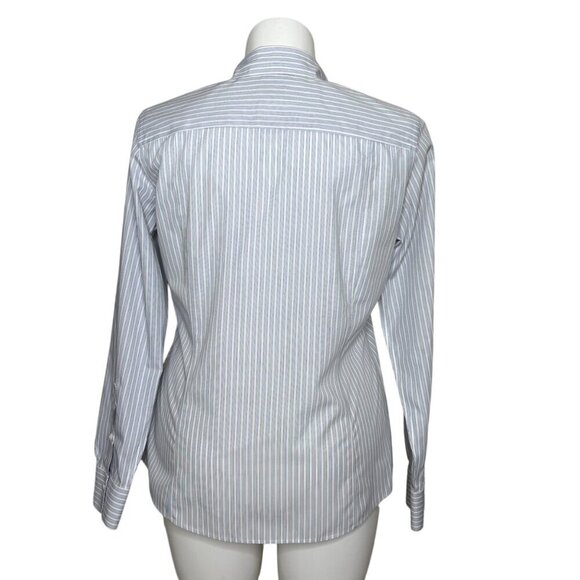 Brooks Brothers 346 Fitted Cotton Button Down, Blue White Stripe Women's Size 16 - Picture 4 of 8